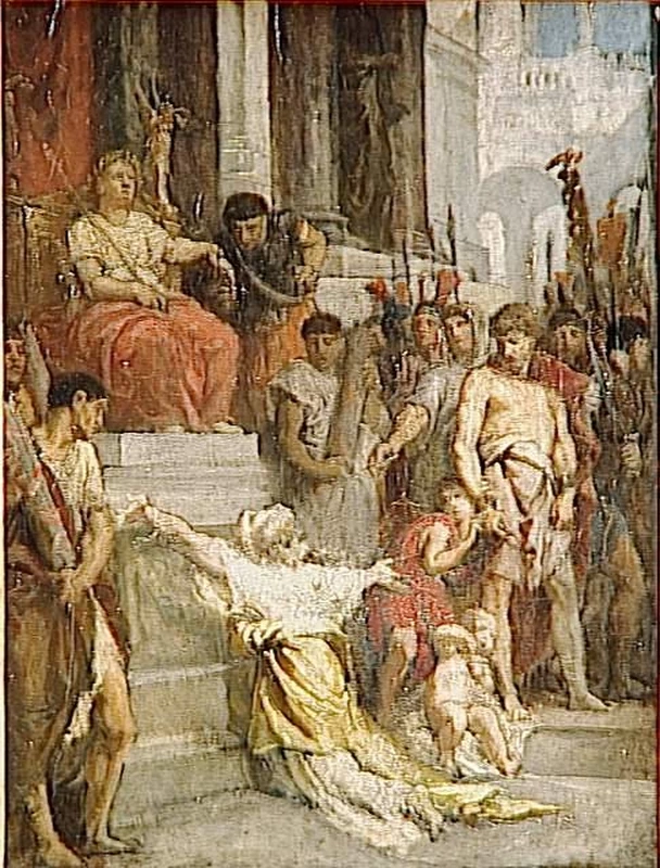 Eponine implora la grazia del gallico Sabino, di suo marito e dei suoi figli, schizzo